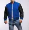 Bright Royal Blue Wool Black Leather Sleeves Letterman Jacket